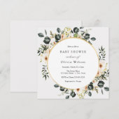 Eucalyptus groen en ivoor bloemig Baby shower Kaart (Voorkant / Achterkant)