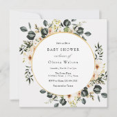 Eucalyptus groen en ivoor bloemig Baby shower Kaart (Voorkant)