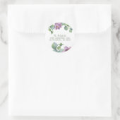 Eucalyptus Groen en Paarse Bladzijde Adreslabel Ronde Sticker (Tas)