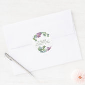 Eucalyptus Groen en Paarse Bladzijde Adreslabel Ronde Sticker (Envelop)