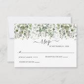 Eucalyptus groen formele elegante bruiloft RSVP kaartje (Voorkant)