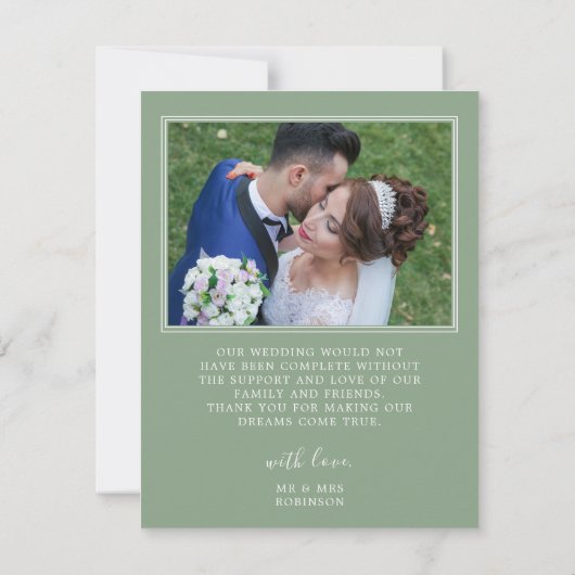 Eucalyptus groen foto bruiloft dank u kaart (Achterkant)