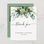 Eucalyptus groen foto bruiloft dank u kaart (Voorkant / Achterkant)