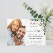 Eucalyptus groen foto trouw save the date (Staand voorkant)