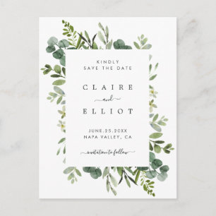 Eucalyptus Groen gebladerte Bruiloft Save the Date Aankondigingskaart