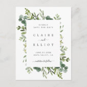 Eucalyptus Groen gebladerte Bruiloft Save the Date Aankondigingskaart (Voorkant)
