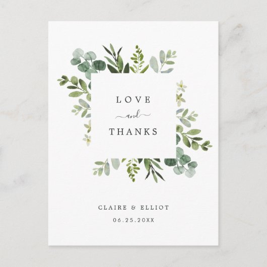 Eucalyptus groen gebladerte dank u briefkaart (Voorkant)