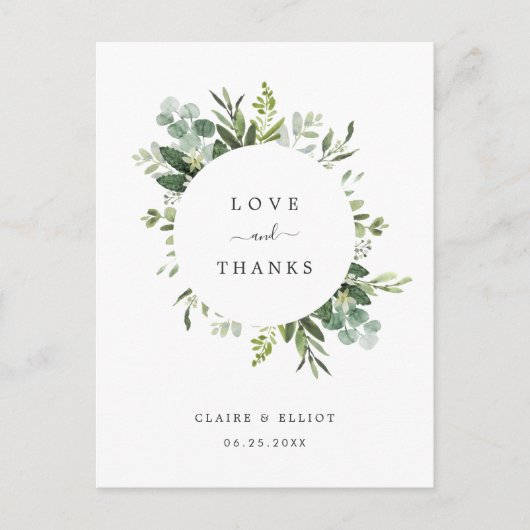 Eucalyptus groen gebladerte dank u briefkaart (Voorkant)