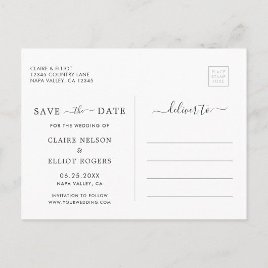 Eucalyptus Groen gebladerte Sla de datumfoto op Aankondigingskaart (Achterkant)