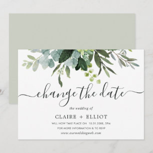 Eucalyptus groen gebladerte Verander de trouwdatum Kaart