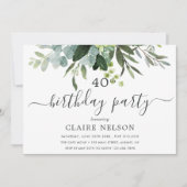 Eucalyptus groen gebladerte verjaardagsfeestje kaart (Voorkant)