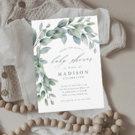 Eucalyptus groen Genderneutraal Baby shower Kaart