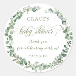 Eucalyptus groen Genderneutraal Baby shower Ronde Sticker