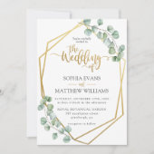 Eucalyptus groen geometrisch goud Lijst bruiloft Kaart (Voorkant)