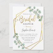 Eucalyptus groen geometrisch goud Vrijgezellenfees Kaart (Voorkant)