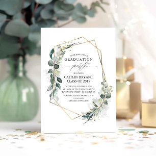 Eucalyptus groen geometrisch modern Afstuderen Kaart