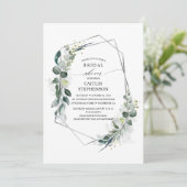 Eucalyptus groen geometrisch zilver Vrijgezellenfe Kaart (Staand voorkant)