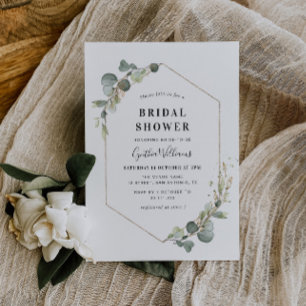 Eucalyptus groen geometrische bruidsdouche kaart