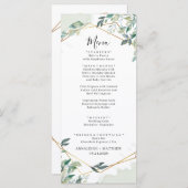 Eucalyptus groen geometrische bruiloft douche menu (Voorkant / Achterkant)