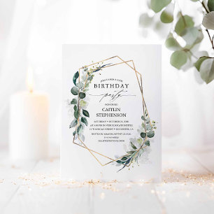 Eucalyptus groen geometrische moderne verjaardag kaart