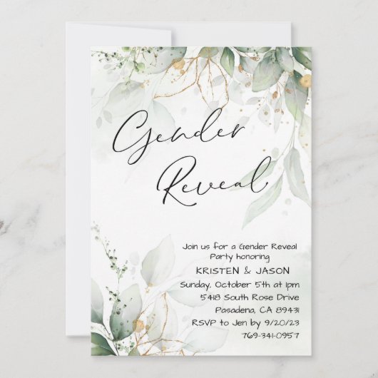 Eucalyptus groen Geslacht onthullen Partij Kaart (Voorkant)