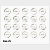 Eucalyptus groen glitter monogram dank u ronde sticker (Vel)