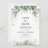 Eucalyptus groen gom botanische rustieke bruiloft save the date (Voorkant)