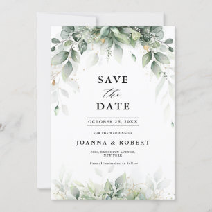Eucalyptus groen gom botanische rustieke bruiloft  save the date