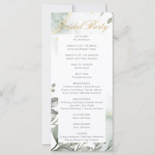 Eucalyptus groen & goud aquarel Bruiloft (Achterkant)