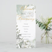 Eucalyptus groen & goud aquarel Bruiloft (Staand voorkant)