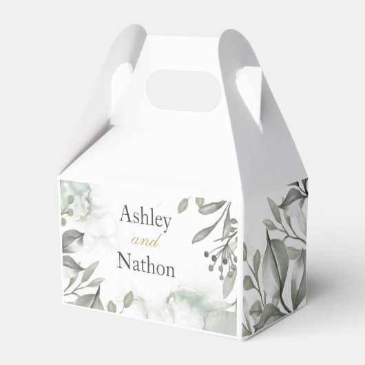 Eucalyptus groen & goud aquarel Bruiloft Bedankdoosjes (Voorkant Zijde)