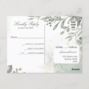 Eucalyptus groen & goud aquarel Bruiloft Briefkaart