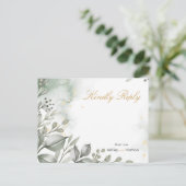 Eucalyptus groen & goud aquarel Bruiloft Briefkaart (Staand voorkant)