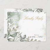 Eucalyptus groen & goud aquarel Bruiloft Briefkaart (Voorkant / Achterkant)