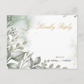 Eucalyptus groen & goud aquarel Bruiloft Briefkaart (Voorkant)