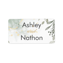 Eucalyptus groen & goud aquarel Bruiloft Etiket