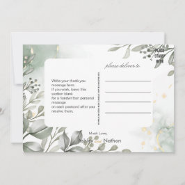 Eucalyptus groen & goud aquarel Bruiloft Kaart