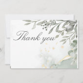 Eucalyptus groen & goud aquarel Bruiloft Kaart (Achterkant)