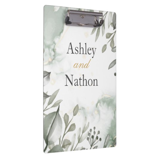 Eucalyptus groen & goud aquarel Bruiloft Klembord (Rechts)