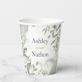 Eucalyptus groen & goud aquarel Bruiloft Papieren Bekers