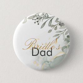 Eucalyptus groen & goud aquarel Bruiloft Ronde Button 5,7 Cm