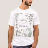 Eucalyptus groen & goud aquarel Bruiloft T-shirt (Voorkant)