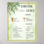 Eucalyptus Groen Goud Bladgroen Bruiloft Bar Menu Poster (Voorkant)