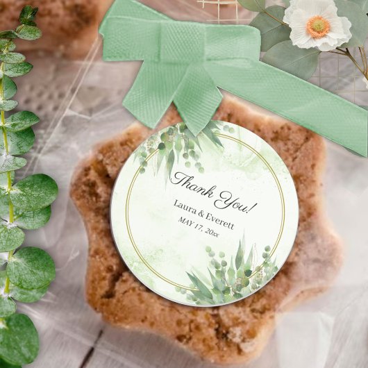 Eucalyptus Groen Goud Bladgroen Dank u Ronde Sticker