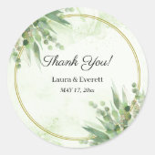Eucalyptus Groen Goud Bladgroen Dank u Ronde Sticker (Voorkant)