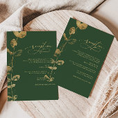 Eucalyptus groen goud bruiloft details behuizing informatiekaartje