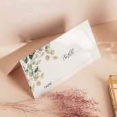 Eucalyptus groen & goud bruiloft foto gevouwen plaatskaartje