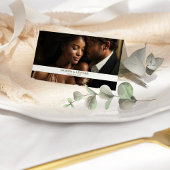 Eucalyptus groen & goud bruiloft foto gevouwen plaatskaartje