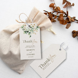 Eucalyptus groen & goud chique bruiloft Dank u Cadeaulabel