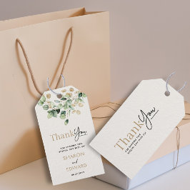 Eucalyptus groen & goud chique bruiloft Dank u Cadeaulabel